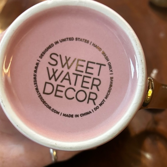 Sweet Water Decor Pink Mug with Gold Handle - Picture 3 of 3